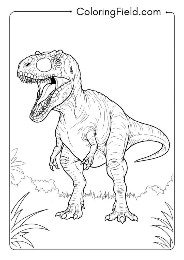 Allosaurus in hunting stance with mouth open