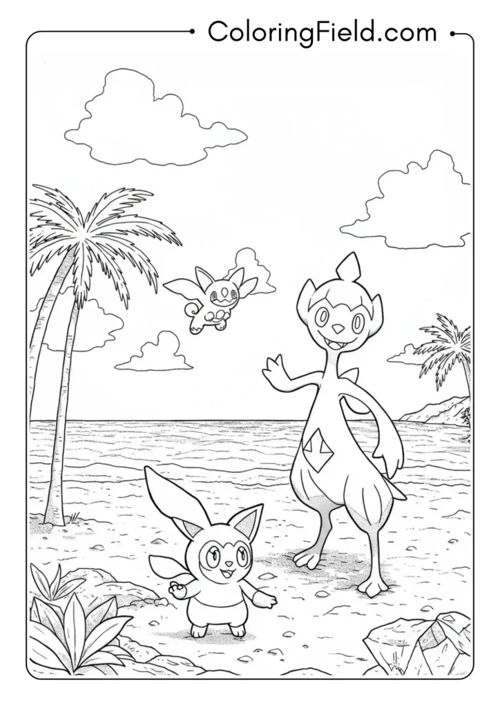 Alolan form Pokemon on a beach