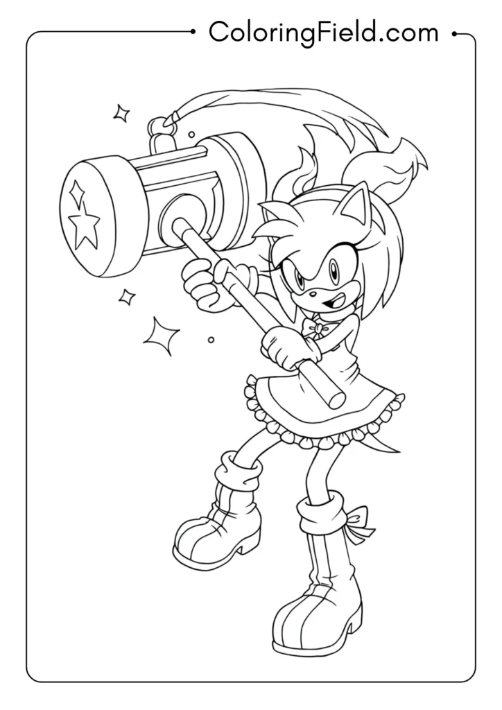 Amy Rose with her Piko Piko Hammer, action pose