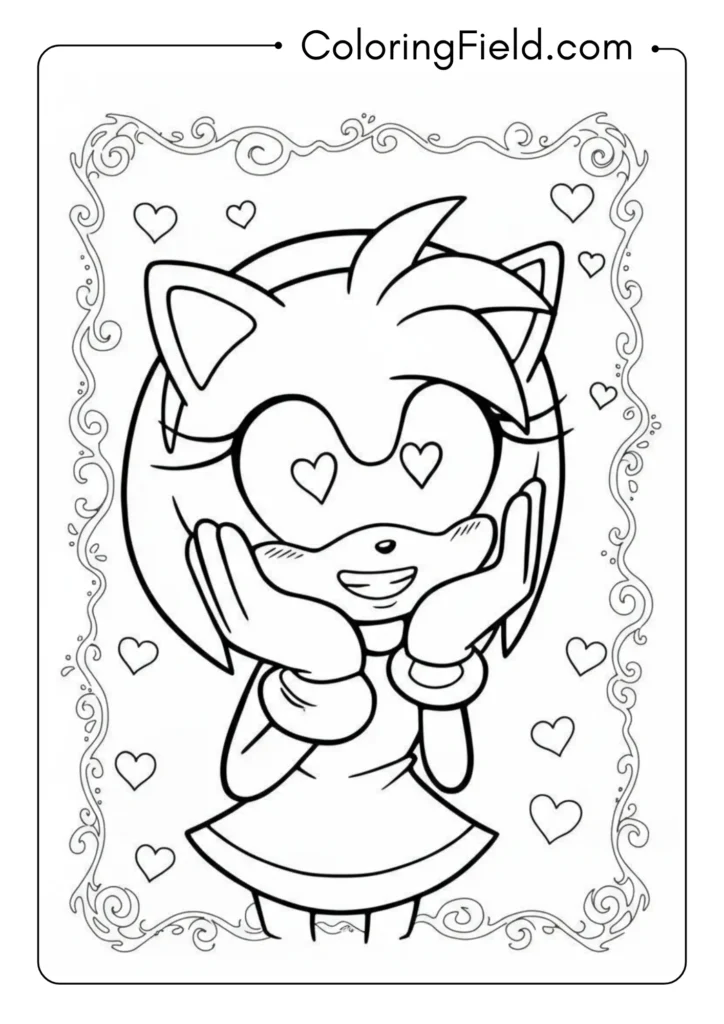 Amy looking lovesick with heart eyes, comical expression