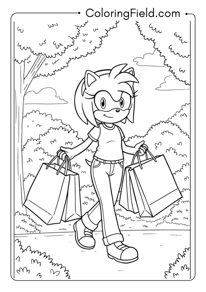 Amy with shopping bags, casual scene