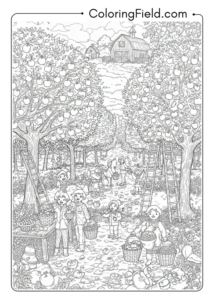 Apple Orchard Picking Scene