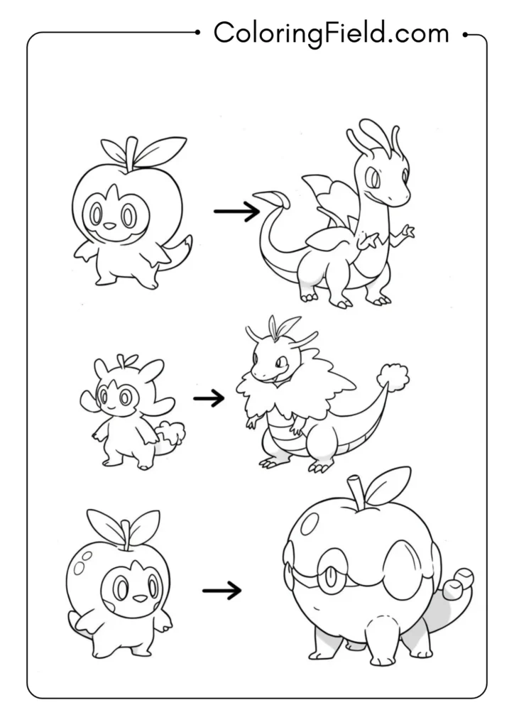 Applin to Flapple_Appletun evolution