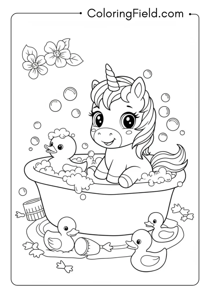 Baby Unicorn First Bath