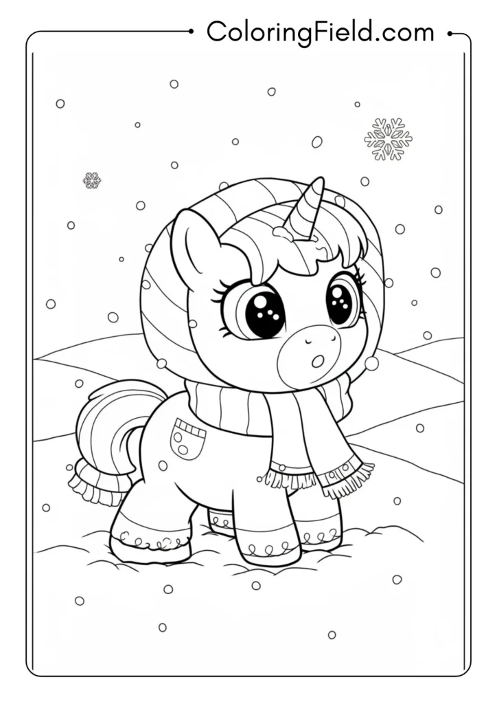 Baby Unicorn First Snow