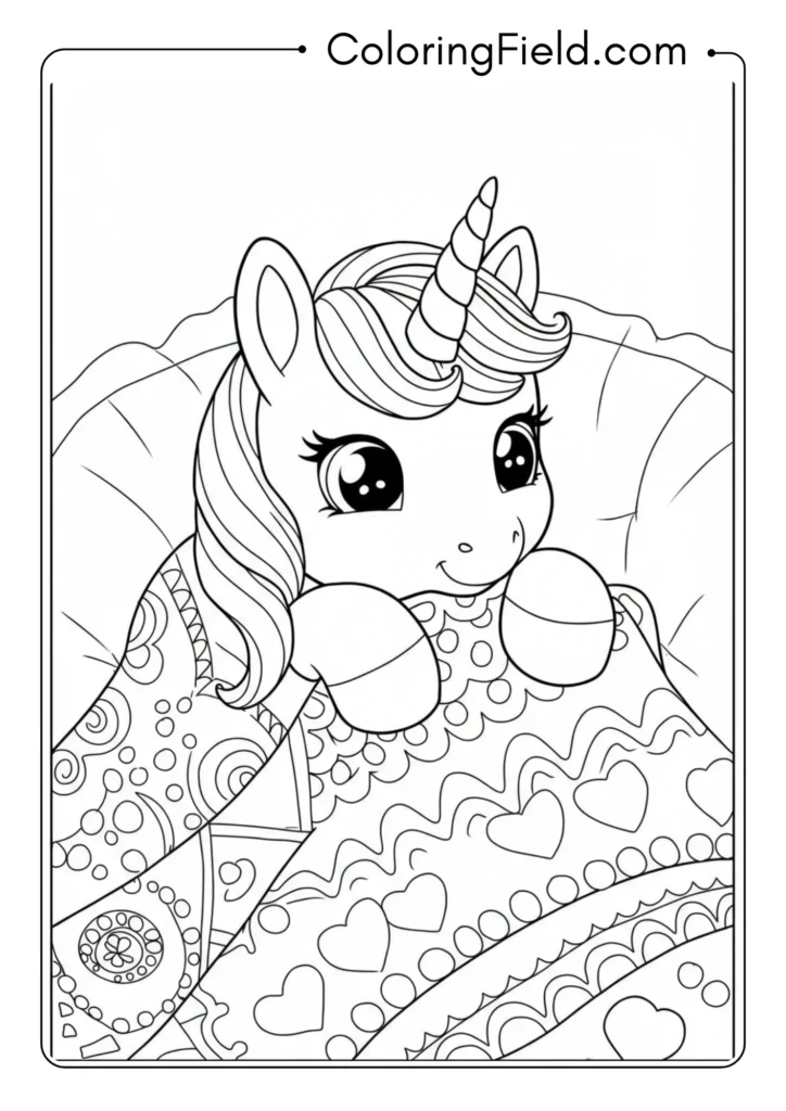 Baby Unicorn Hiding Under Blanket
