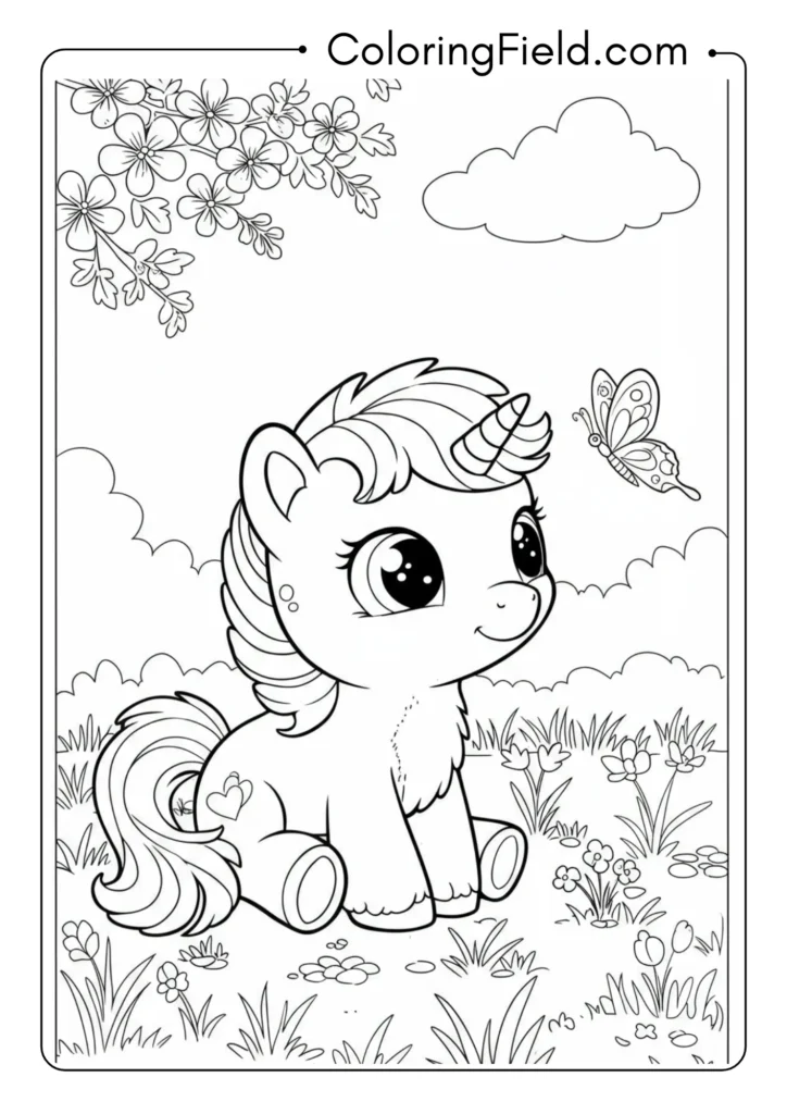 Baby Unicorn with Butterfly