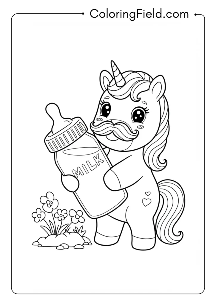 Baby Unicorn with Milk Bottle