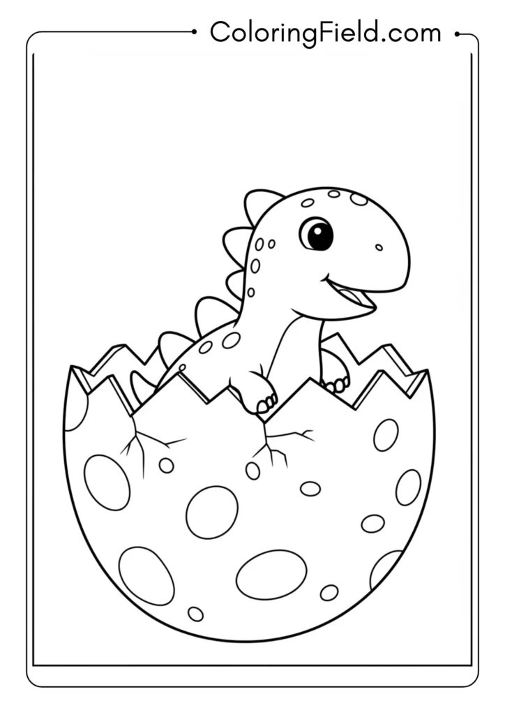 Basic dinosaur egg with simple cracking pattern and tiny dinosaur peeking out