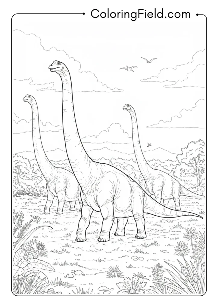 Brachiosaurus herd moving