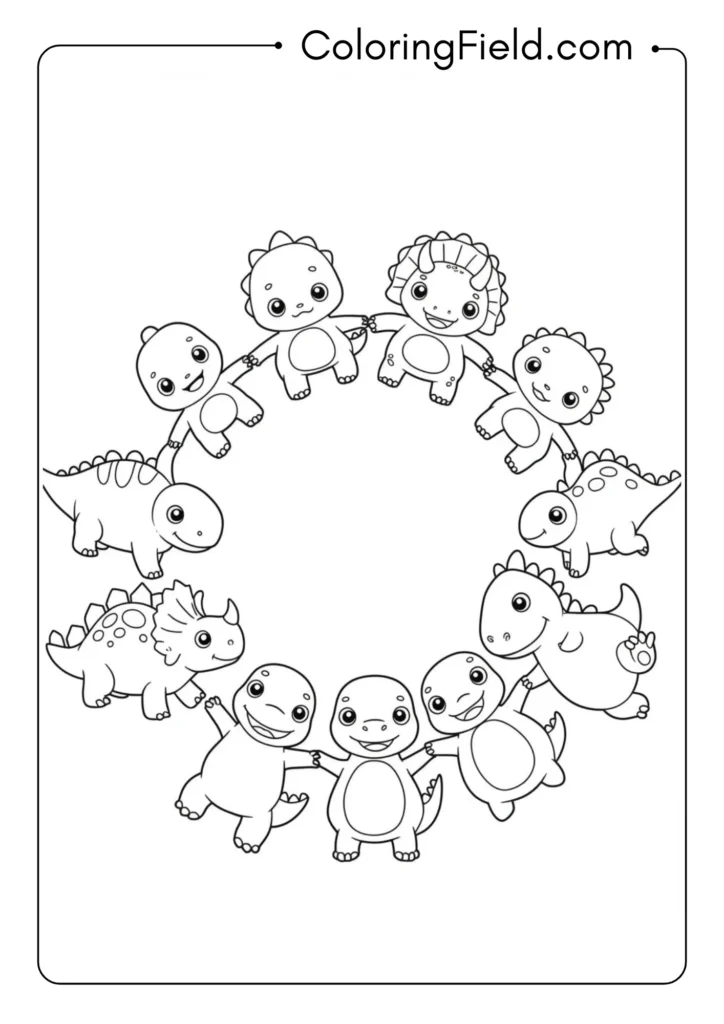 Cartoon dinosaur friends from different species
