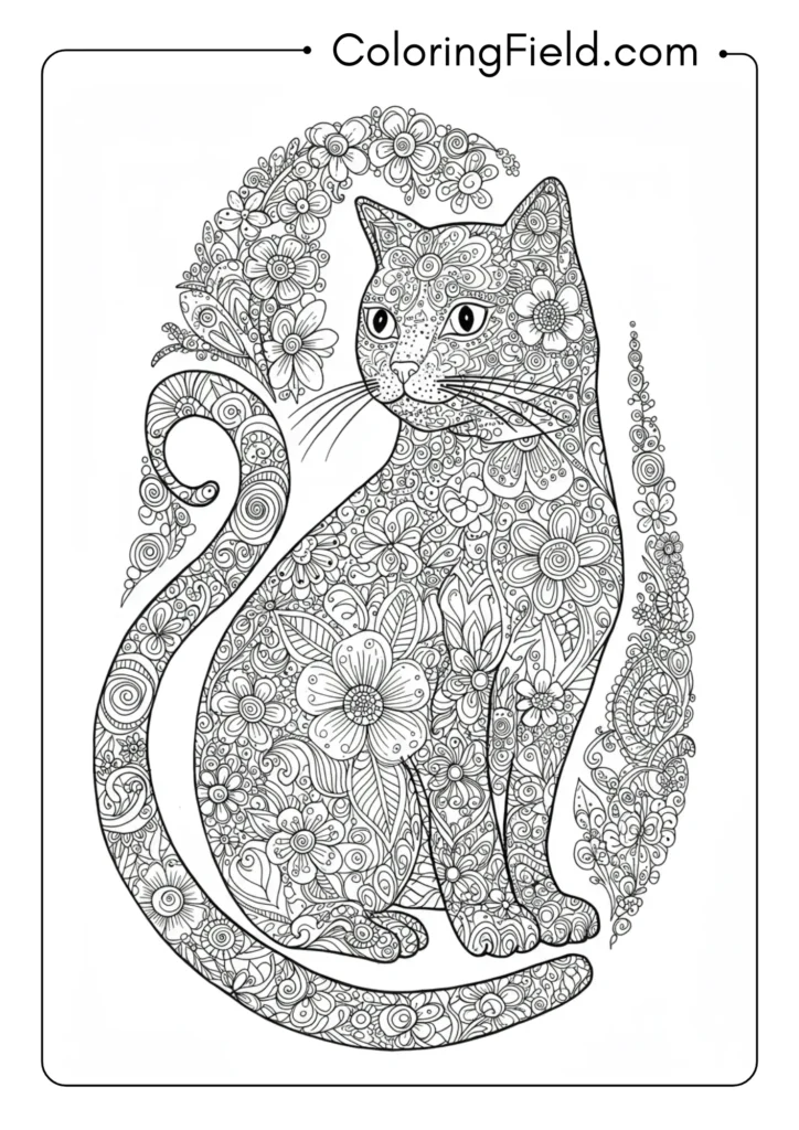 Cat Among Flowers Mandala