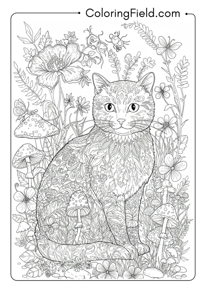 Cat in Enchanted Garden