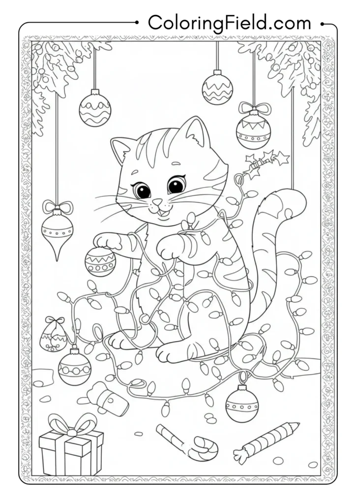 Christmas Cat with Lights