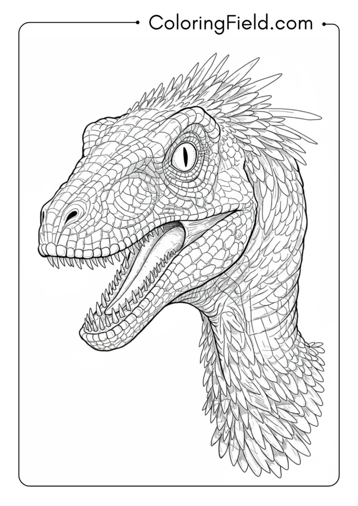 Close-up of Velociraptor head