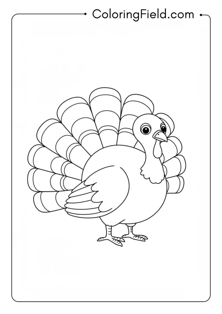 Cute Turkey with Simple Feathers