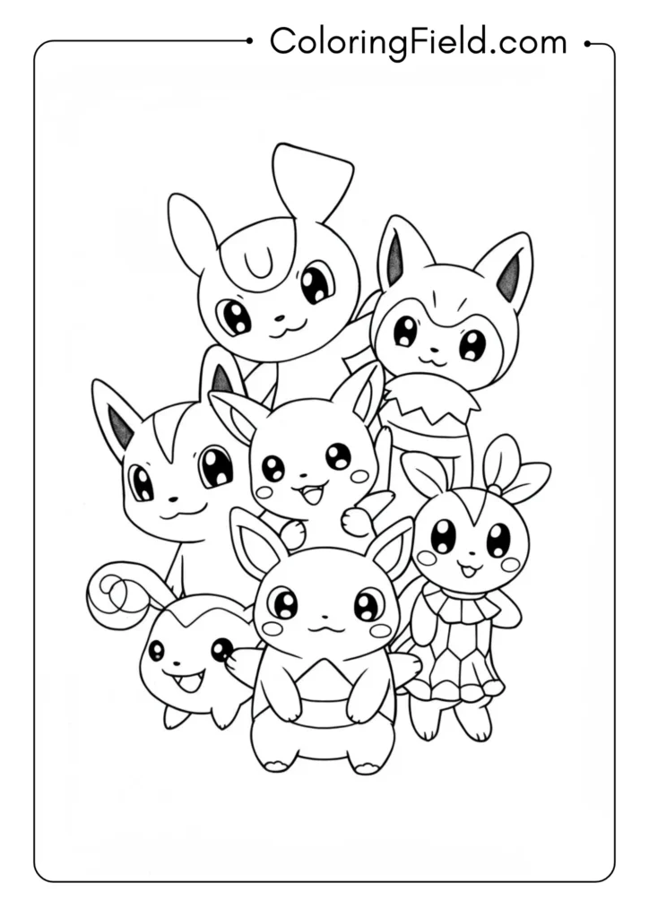 Cute baby Pokemon group