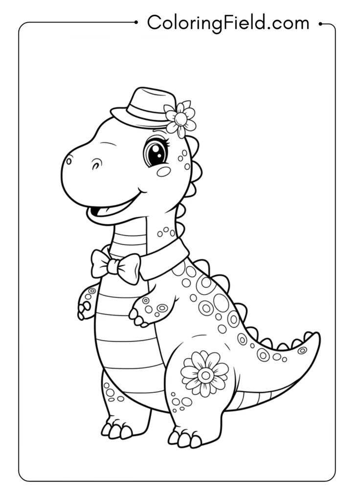 Cute dinosaur dressed up for an occasion