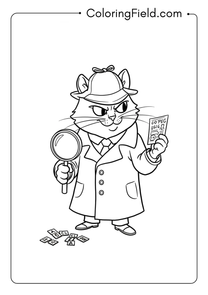 Detective Cat with Magnifying Glass