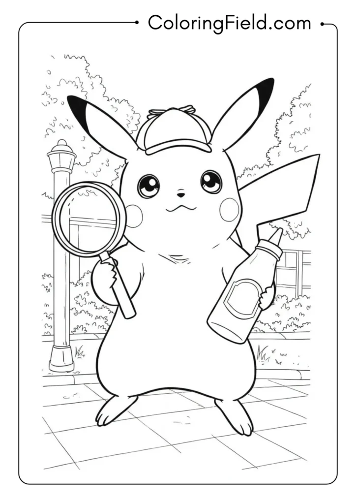 Detective Pikachu with magnifying glass