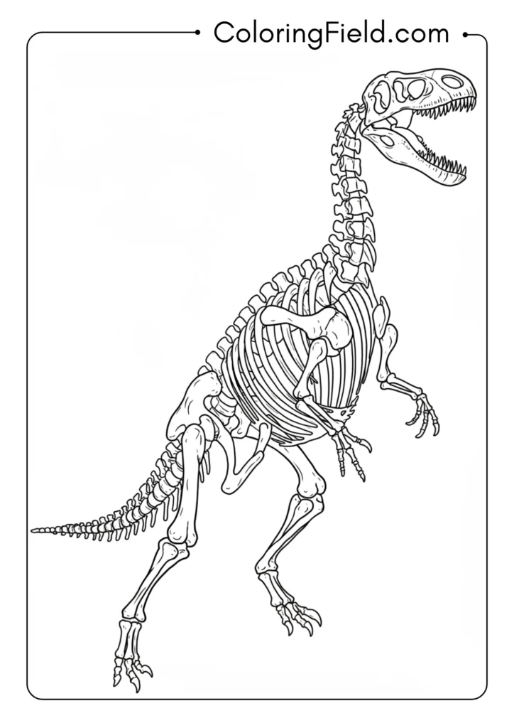 Dinosaur skeleton in action pose