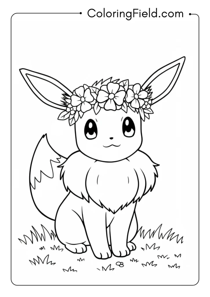 Eevee wearing a flower crown
