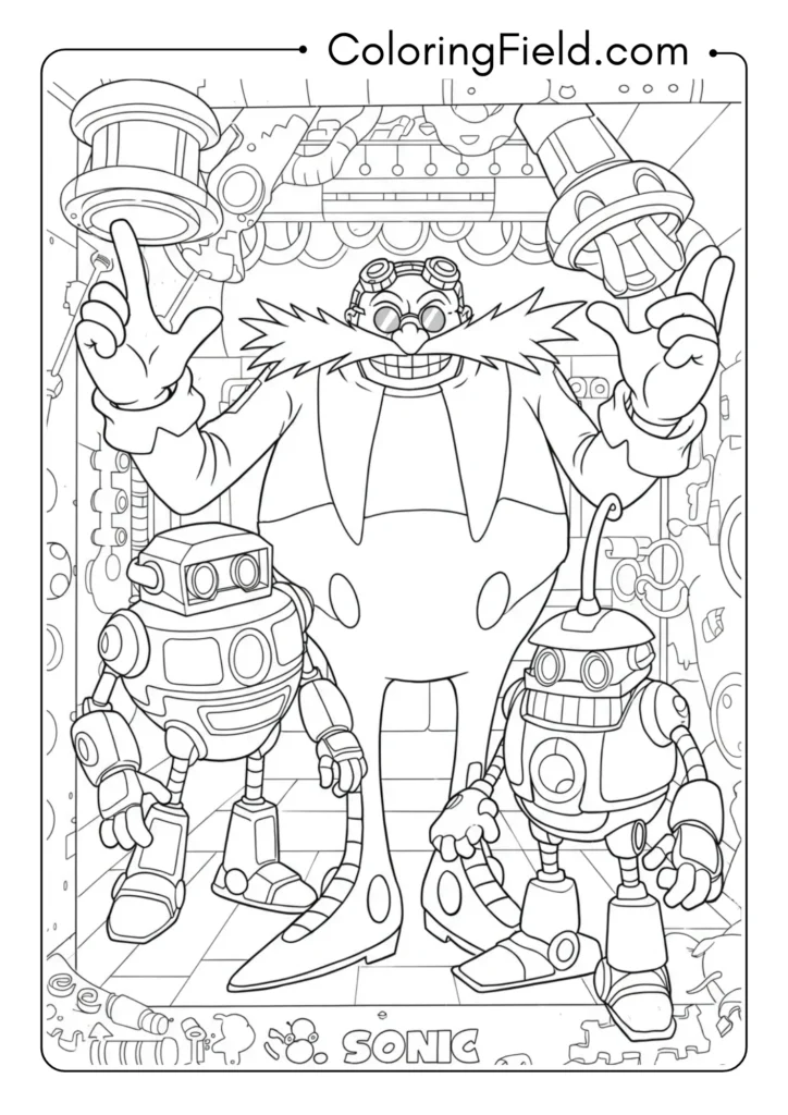 Eggman with Orbot and Cubot sidekicks, trio pose