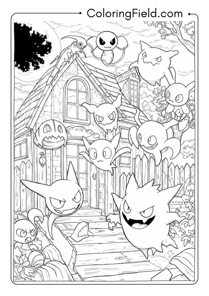 Ghost-type Pokemon in a haunted house
