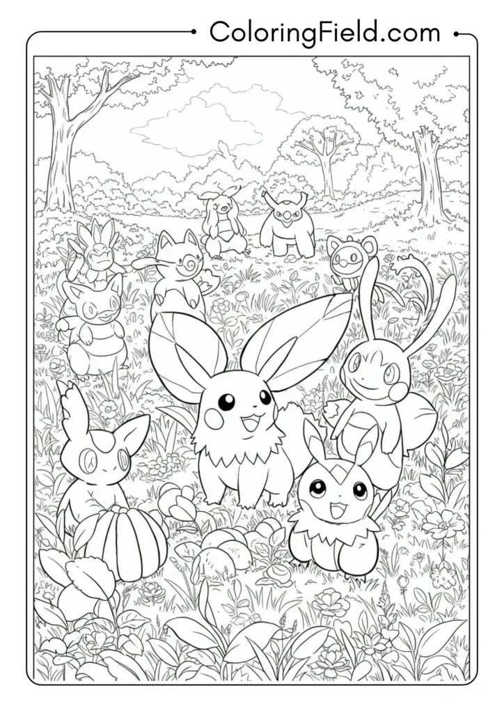 Grass-type Pokemon in a meadow