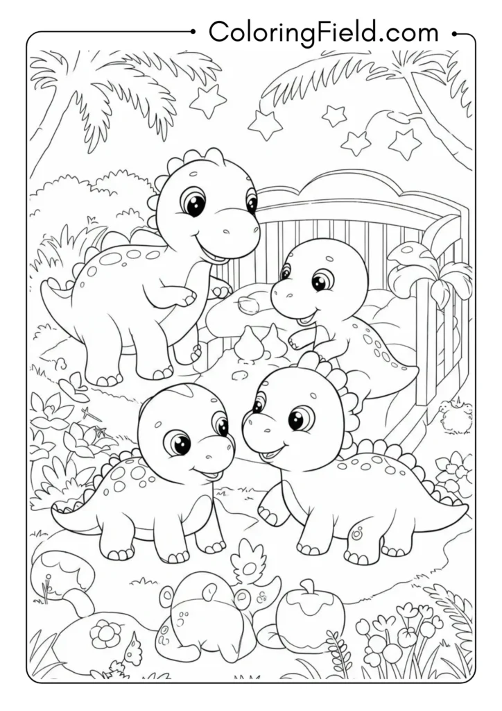 Group of mixed baby dinosaurs