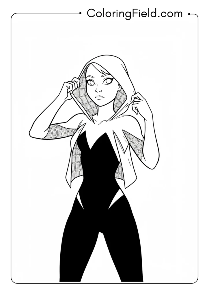 Gwen transitioning between her civilian and hero identities
