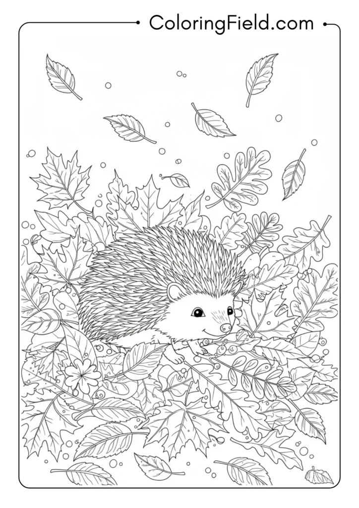 Hedgehog in Leaf Pile