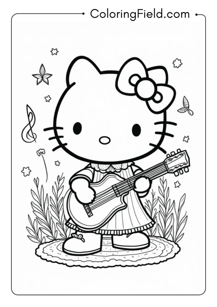 Hello Kitty in a musical wonderland with living instruments 