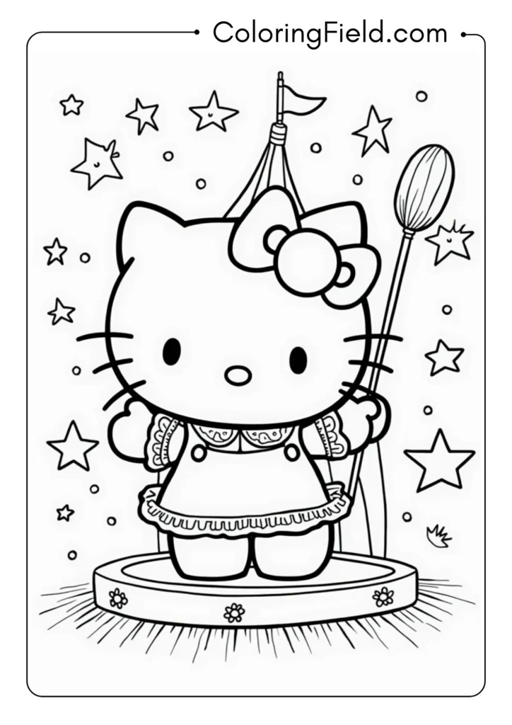 Hello Kitty in a vintage circus with detailed performance elements 