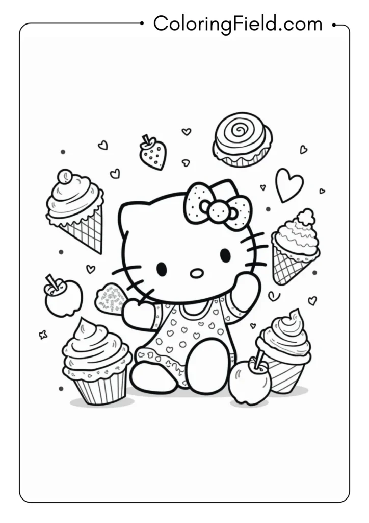 Hello Kitty in a world made entirely of sweets and desserts 