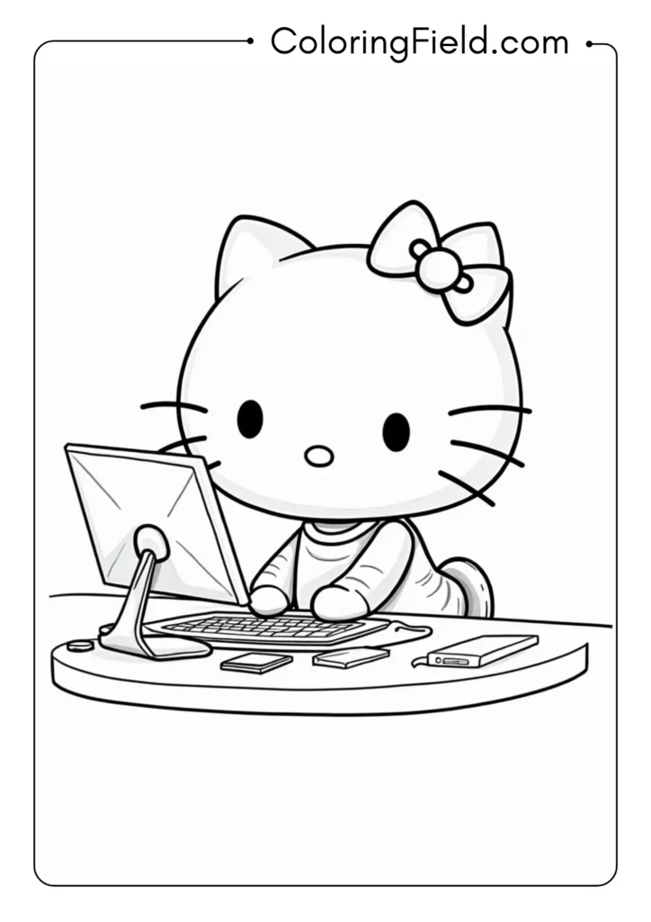 Hello Kitty learning coding with multiple computer screens and robotics 