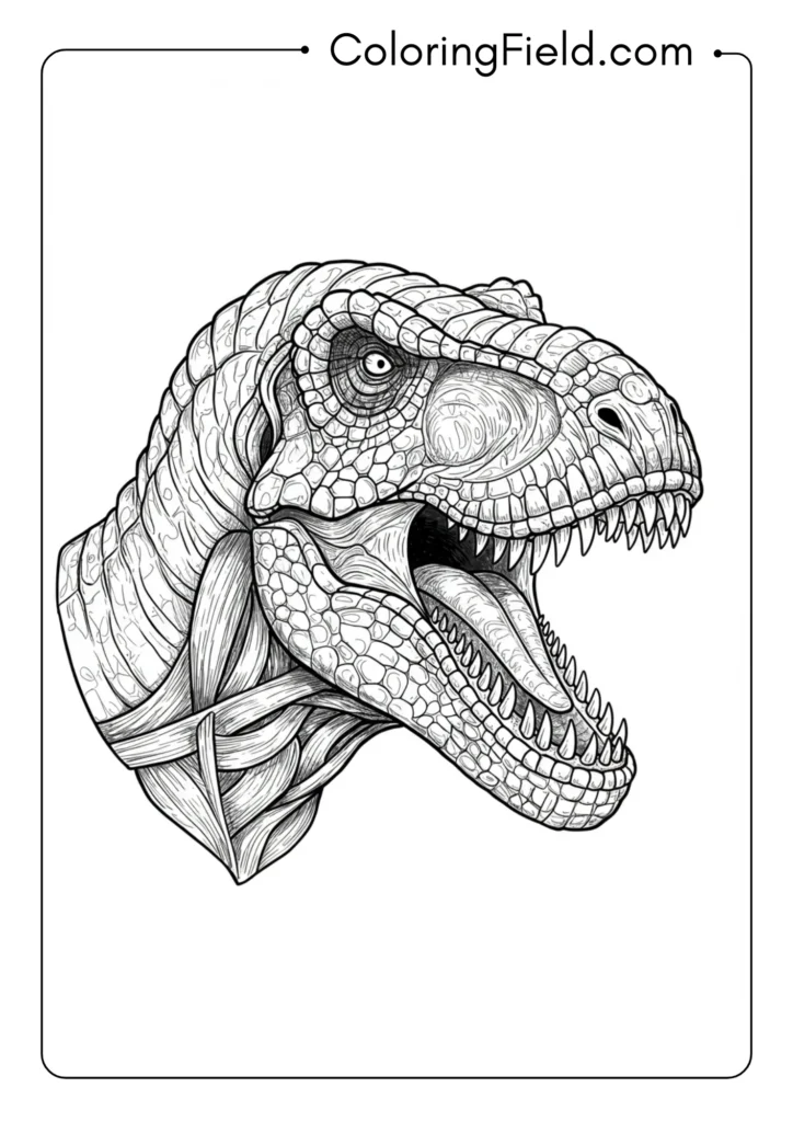 Intricately detailed T-Rex head