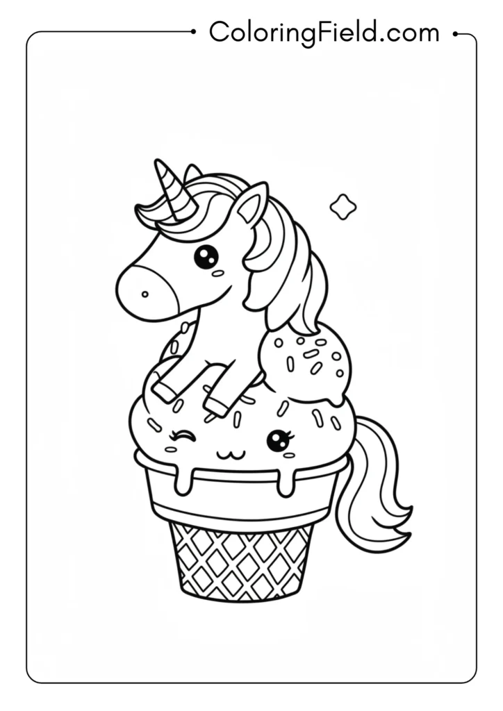 Kawaii Unicorn Ice Cream Cone
