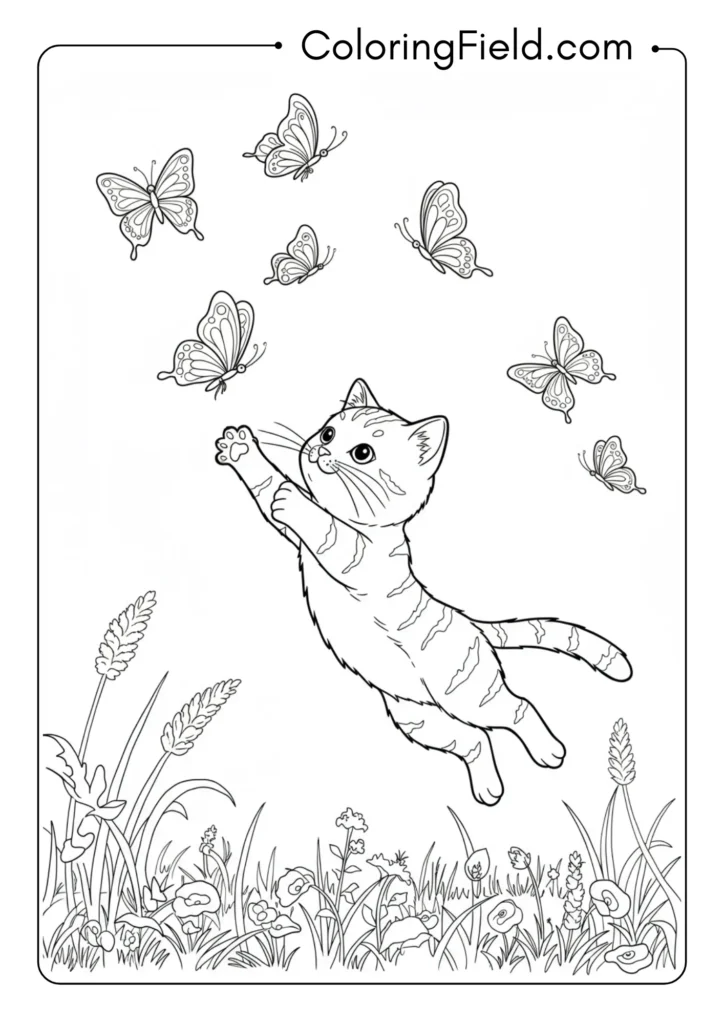 Kitten Chasing Butterfly