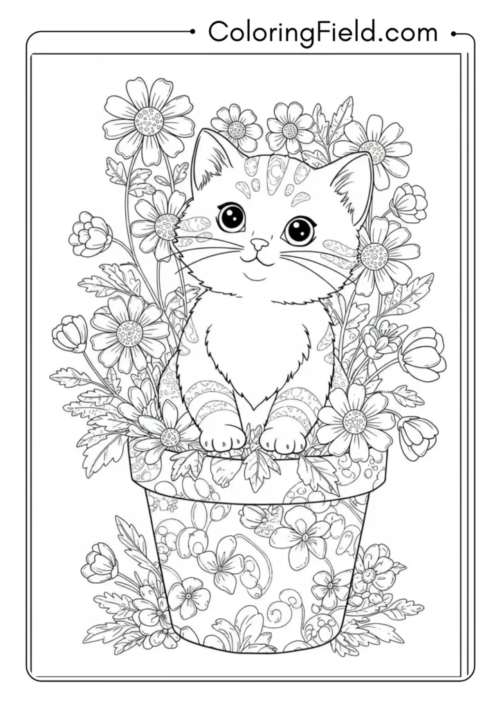Kitten in Flower Pot
