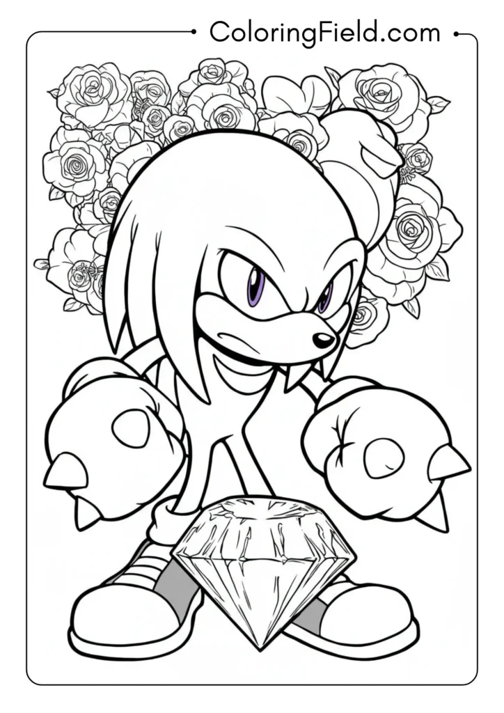 Knuckles guarding the Master Emerald, serious expression