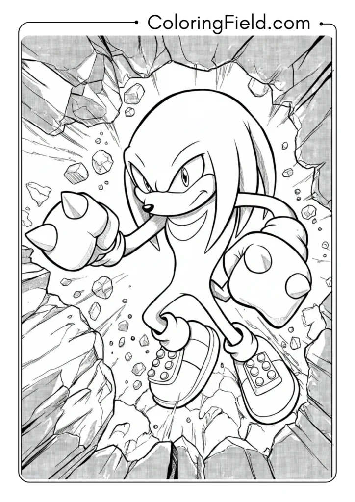 Knuckles punching through a rock, strength demonstration