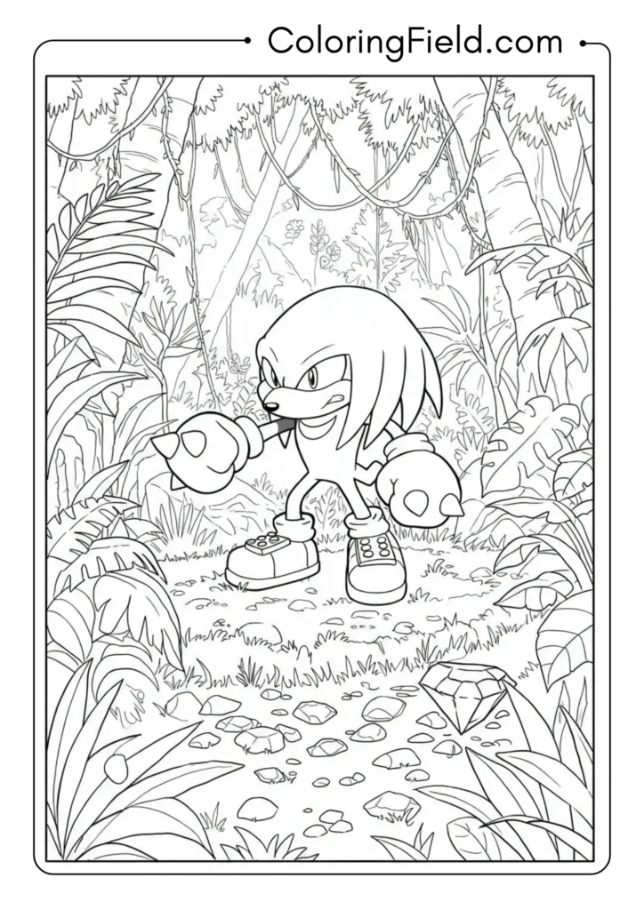 Knuckles searching for emerald shards, adventure scene