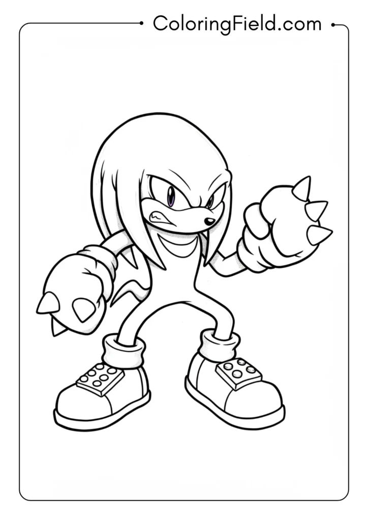 Knuckles the Echidna in fighting stance with fists raised, powerful pose