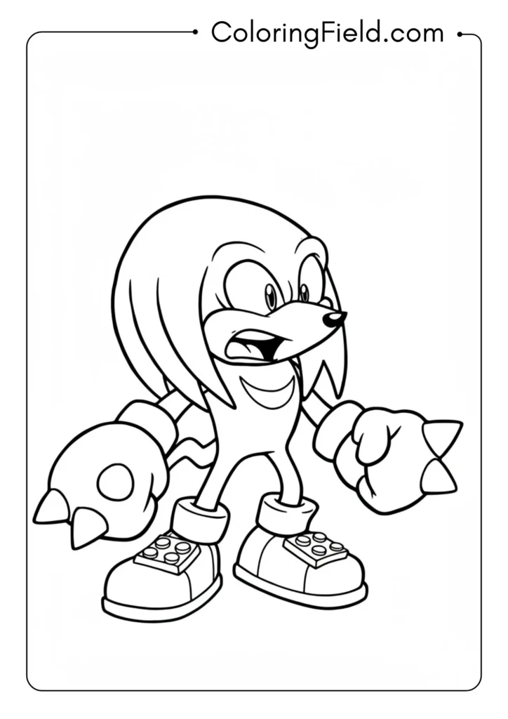 Knuckles with a surprised expression, comical reaction