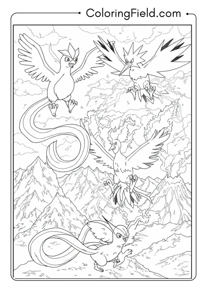 Legendary bird trio_ Articuno, Zapdos, and Moltres
