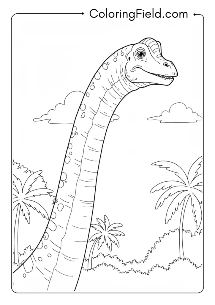 Majestic Brachiosaurus reaching up to tall tree canopies