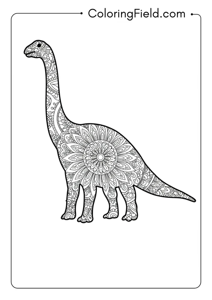 Mandala-style dinosaur outline