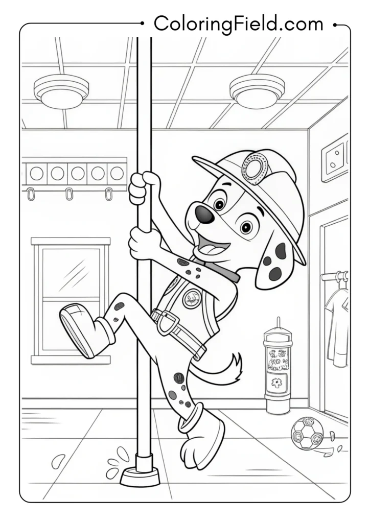 Marshall Sliding Down Fire Pole