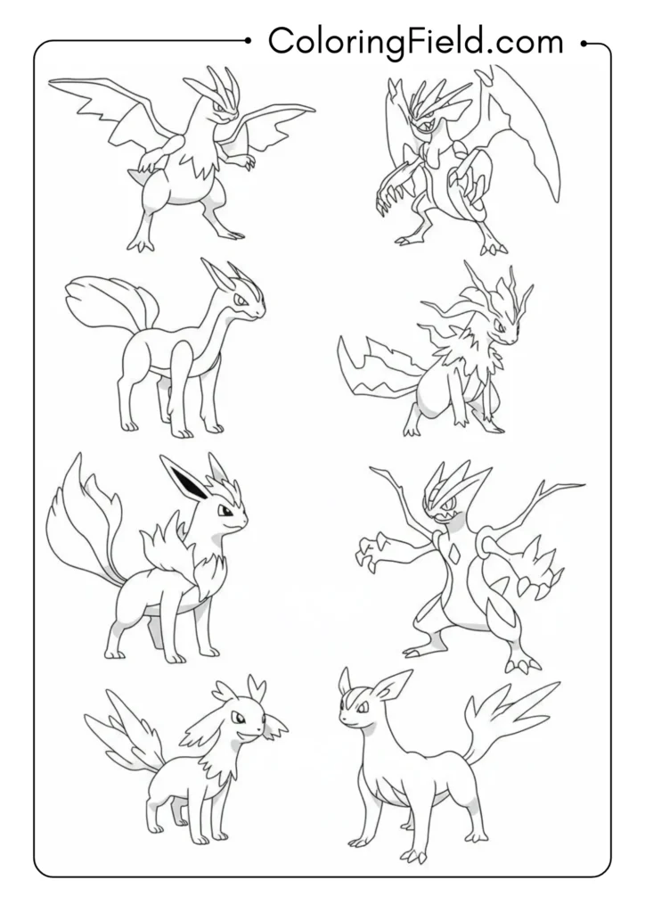 Mega evolution comparisons (regular and mega form side by side)